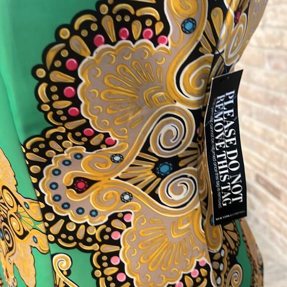 NWT WOMEN NEW YORK & COMPANY GOLD & GREEN MULTI STRETCH SHEATH DRESS SIZE S🔥 - Picture 3 of 5